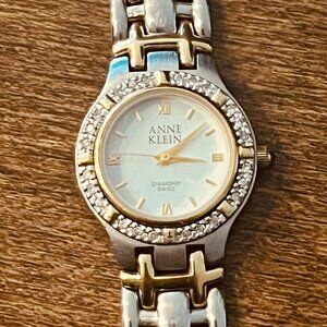 Vintage Anne Klein Diamond Swiss Two-Tone Women's Watch (needs new battery)